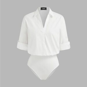 Cider Women’s 100% Cotton Roll-Up Sleeve Bodysuit NWT